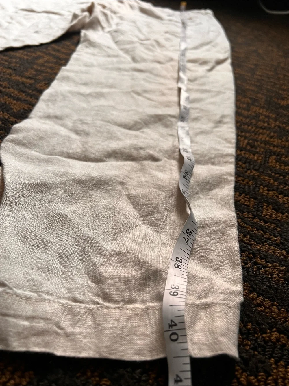 Tasso Elba 100% Linen Men's Cream Pants Flat Front Tapered Leg Resortwear Summer